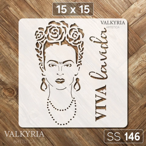 Stencil "Frida Khalo Viva la Vida" 15 x 15 | Shine Deco Laser