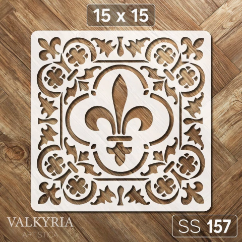 Stencil "Mayólica Flor de Liz" 15 x 15 | Shine Deco Laser