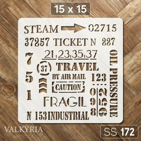 Stencil "Industrial" 15 x 15 | Shine Deco Laser