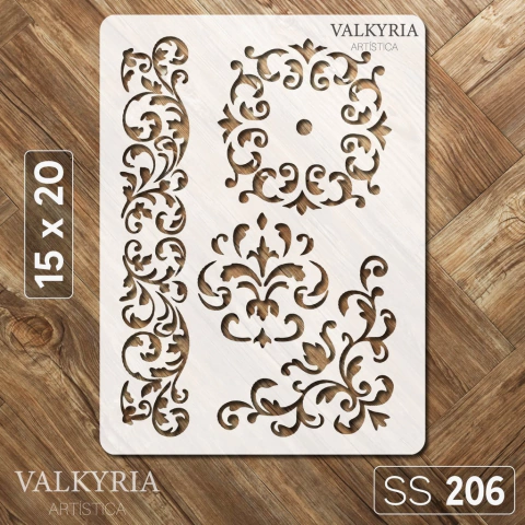 Stencil "Guarda y Esquinero Arabescos" 15 x 20 | Shine Deco Laser
