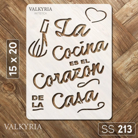 Stencil "La Cocina es el Corazón de la Casa" 15 x 20 | Shine Deco Laser