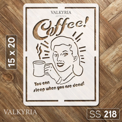 Stencil "Coffee! Retro" 15 x 20 | Shine Deco Laser