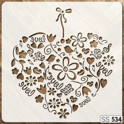 Stencil 30 x 30 "Corazón con Flores" | SS 534