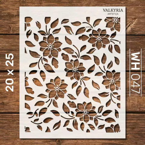 Stencil 20 x 25 "Trama Flores y Hojas" | H047