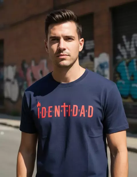 REMERA UNISEX "IDENTIDAD". AZUL MARINO. - comprar online