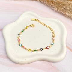 Pulsera ojito turco multicolor mini Dorada - APU050 - comprar en línea