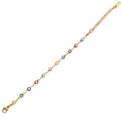 Pulsera ojito turco multicolor mini Dorada - APU050