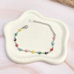 Pulsera ojito turco multicolor mini Plateada - APU051 - comprar en línea