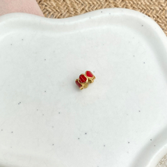 Charm rondel corazones rojo dorado - 0429CH