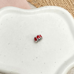 Charm rondel corazones rojo plateado - 0430CH