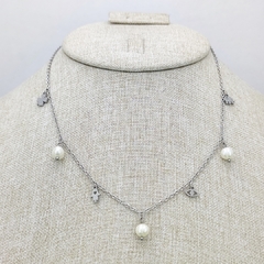Collar de la suerte y perlas plateado - 1483C