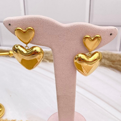 Arete corazones lisos dorados - AA001 - comprar en línea