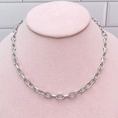 Collar eslabon ovalado plateado - ACA025 - comprar en línea