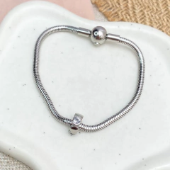 Charm rondel corazones con cristal plateado - ACH005 - comprar en línea