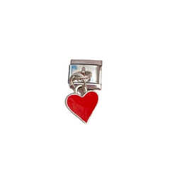 Italian charm colgante plateado corazón rojo - ACH043 - comprar en línea