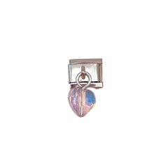 Italian charm colgante plateado corazón cristal rosa - ACH044 - comprar en línea