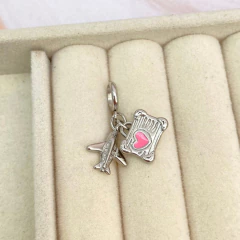 Charm avion y maleta plateado - ACH057 en internet