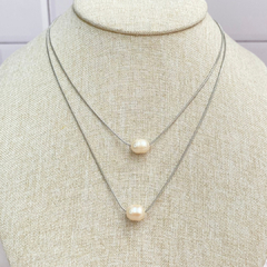 Collar doble Segovia plateado - AD017
