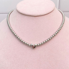Collar balines y corazón plateado - ADC039 - comprar en línea