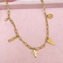 Collar dijes LOVE dorado - ADC047 en internet