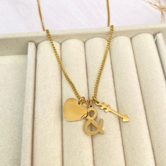 Collar corazón y flecha dorado - ADC048 - comprar en línea