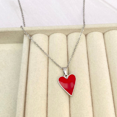 Collar corazón rojo plateado - ADC057 - comprar en línea