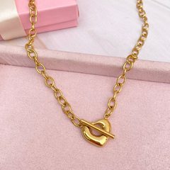 Collar eslabon con corazón dorado - ADC064 - comprar en línea