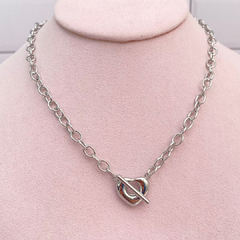 Collar eslabon con corazón plateado - ADC065 en internet