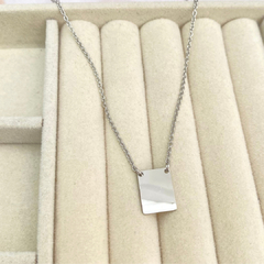 Collar con plaquita lisa plateado - ADC075 - comprar en línea
