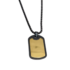 Collar negro con placa dorada 3cm. - ADC080 - comprar en línea