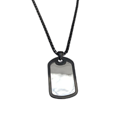 Collar negro con placa plateada 3cm. - ADC081 - comprar en línea