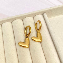 Arracada corazón colgante dorado - AHU032 - comprar en línea