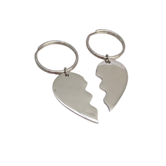 Duo de llaveros corazón partido plateado 3.3cm. - ALV006 - comprar en línea