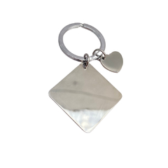 Llavero placa cudrada con corazón plateado 3cm. - ALV007 - comprar en línea