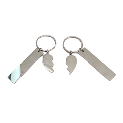 Duo de llaveros barra con corazón partido plateado 4.7cm. - ALV008 - comprar en línea