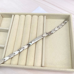 Pulso con placa lisas /mate plateada 20.5cm. - AP025 - Taibell
