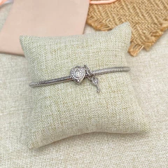 Imagen de Pulsera estilo charm broche de bola plateada - AP034