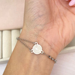 Pulsera misterio San Benito plateada - APU090 - tienda en línea