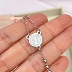 Pulsera misterio San Benito plateada - APU090 en internet