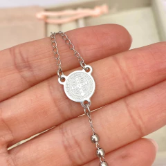 Pulsera misterio San Benito plateada - APU090 - Taibell
