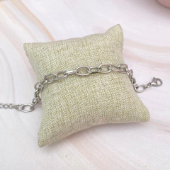 Pulsera eslabon ovalado plateado - APU099 en internet