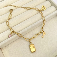 Pulsera dijes dorada - APU103 - comprar en línea