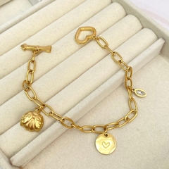 Pulsera dijes mariquita dorada - APU105 - comprar en línea