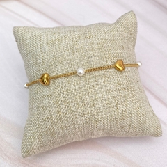 Pulsera corazones y perlas dorada - APU114 en internet