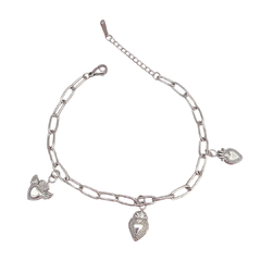 Pulsera dijes corazones plateada - APU130 - comprar en línea