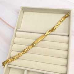 Pulso placa barritas mate 21cm. Dorado - APU137 - Taibell