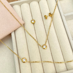Set aretes, collar y pulsera rondel cristal dorado - AS003 - comprar en línea