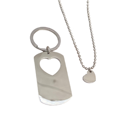Set collar y llavero corazón plateado - AST005 - comprar en línea
