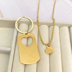 Set collar y llavero corazón dorado - AST006 en internet