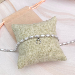 Tobillera perlas y luna plateda - ATO009 - comprar en línea